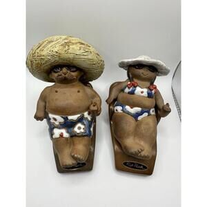 Vintage Pair of Rodo Padilla Sculptures “Chubby In Beach Chair” Signed